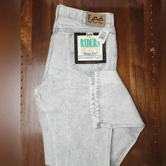 VINTAGE NWT 90s Lee Riders trim straight Grey Frost Union made USA 38x34 - Picture 2 of 6